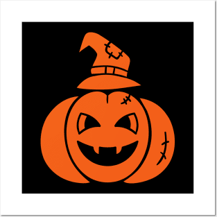 pumpkin face halloween design Posters and Art